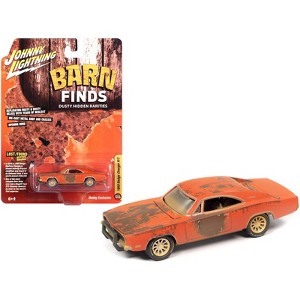 1969 Dodge Charger R/T Orange (Unrestored) "Barn Finds" 1/64 Diecast Model Car by Johnny Lightning - 1 of 3