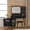 APRILSOUL Modern Makeup Vanity Desk with Mirror and Lights, Retractable Dressing Table with Drawers and Cabinet Black - 4 of 4