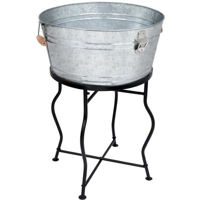 BirdRock Home 19Gal Galvanized Beverage Tub with Stand - Indoor & Outdoor - Silver