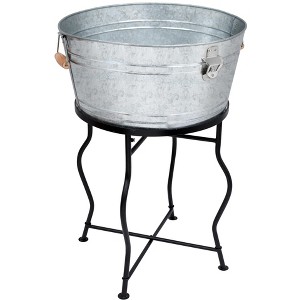 BirdRock Home 19Gal Galvanized Beverage Tub with Stand - Indoor & Outdoor - Silver - 1 of 4