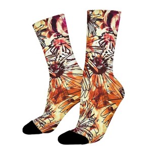 Abstract Colorful Flowers Women Printed Crew Socks Funny Funky Socks Soft Polyester Novelty Gifts for Artists Men - 1 of 1