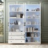 Famapy White 6 Door 3 Drawer Large Storage Cabinet Glass Door Built-in Light Strip Modern Style - 2 of 4