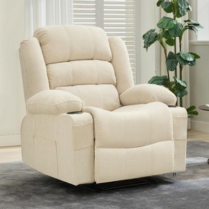 Wide Rocker Recliner Chair for Adults, Manual Oversized Recliner Chairs w/Armrest, Backrest, 2 Cup Holders, Side Pocket, Lazy Chair for Living Room - 1 of 4
