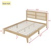 Luxystar Queen Size Rubber Wooden Bed with Rattan Headboard and Support Feet for Bedroom - 2 of 4