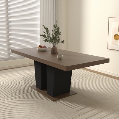 63–78.74 in Extendable Rustic Wood Dining Table with Thick Top & Wide Legs, Seats 6–10 for Family Gatherings-Baofuwish