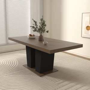 63–78.74 in Extendable Rustic Wood Dining Table with Thick Top & Wide Legs, Seats 6–10 for Family Gatherings-Baofuwish - 1 of 4