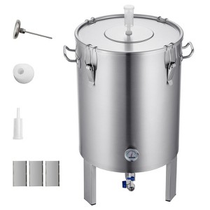 VEVOR 304 Stainless Steel Kettle, 16 GALLON Beer Brew Fermentor, Kettle Stock Pot Includes Lid, Handle, Valve, Spigot, Thermometer, Silver - 1 of 4