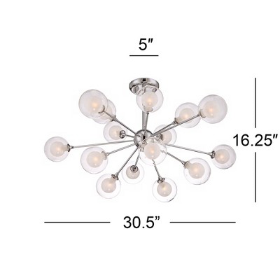 Chrome 15-Light Sputnik Ceiling Fixture with Frosted Glass Shades