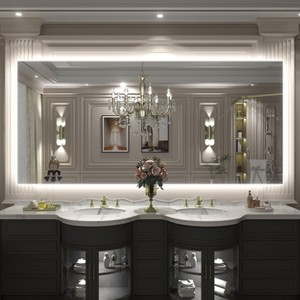 Apmir Super Bright 192 LEDs/m Back LED Lighted Anti-Fog Tempered Glass Bathroom/Vanity Mirror with ETL & 3-Year Warranty - 1 of 4