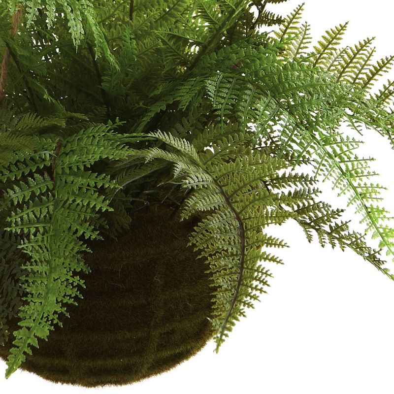 Artificial Leather Fern With Mossy Hanging Basket Indoor / Outdoor Set Of 2 - Nearly Natural, 4 of 5