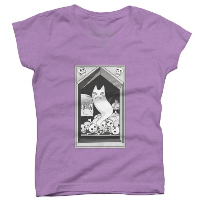 Girl's Design By Humans Ghost cat the Keeper of the Crypt By runcatrun T-Shirt