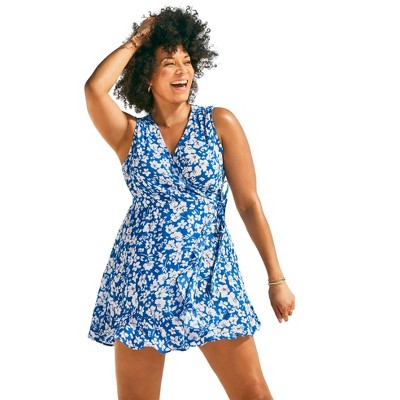 Swim Solutions Plus Size Tummy Control Off-The-Shoulder Ruffled Swimsuit, Created For Macy's - Floral Frenzy - Size 24W