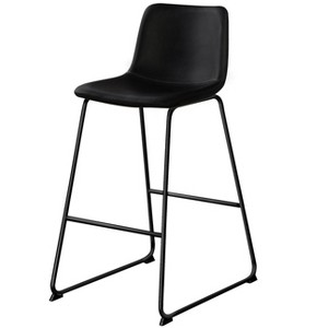 Sapphtopaz Modern Bar Stools PU Cushion Dining Chairs with Curved Back and Metal Legs Counter Height Barstools High Chair for Kitchen Island - 1 of 4