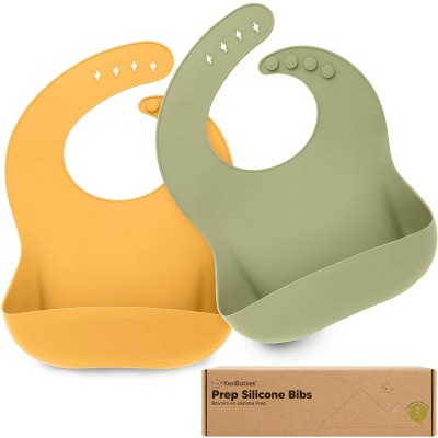 KeaBabies 2-Pack Silicone Bibs For Babies, Food Grade Silicone Baby Bibs for Eating, Feeding, Toddler Bibs, Boys, Girls