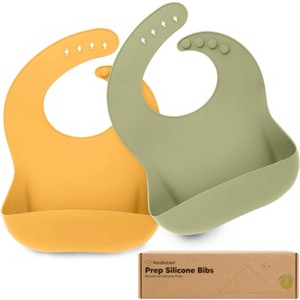 KeaBabies 2-Pack Silicone Bibs For Babies, Food Grade Silicone Baby Bibs for Eating, Feeding, Toddler Bibs, Boys, Girls - 1 of 4