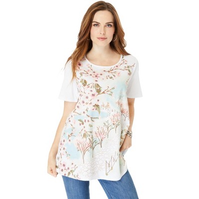 Roaman's Women's Plus Size Travel Graphic Tee