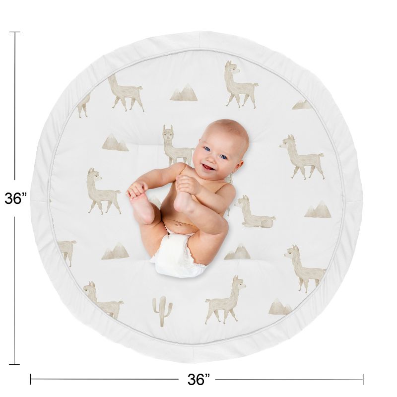 Sweet Jojo Designs Boy or Girl Gender Neutral Unisex Baby Tummy Time Playmat Boho Llama Taupe and White, 5 of 6