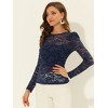 INSPIRE CHIC Women's Vintage Semi-Sheer Puff Long Sleeve Embroidery Lace Floral Blouse - 3 of 4