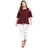 Agnes Orinda Women's Plus Size Summer Fashion Cold Shoulder Ruffle Trumpet Sleeve Blouses - 4 of 4