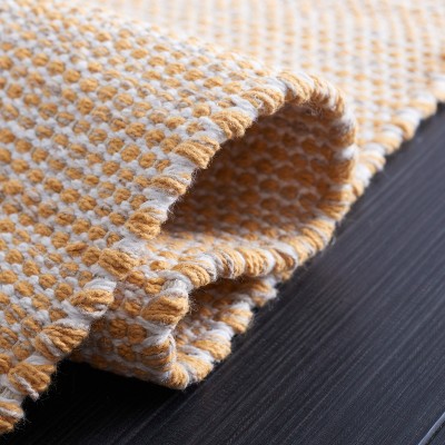 Handwoven Yellow and Ivory Cotton Flatweave Area Rug 2' x 3'