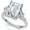 Pompeii3 Certified 3 1/2Ct Emerald Cut & Baguette Engagement Ring 14k Gold/Pt Lab Created - 3 of 4