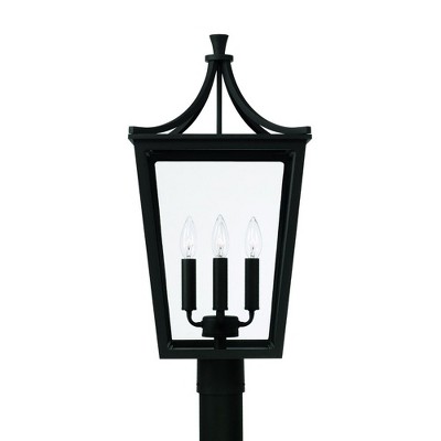 Adair Sophisticated Black Metal Outdoor Post Lantern with Clear Glass