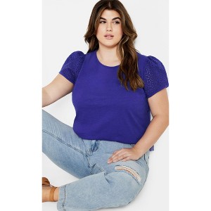 Women's Plus Size Linny Top - blue | CITY CHIC - 1 of 4