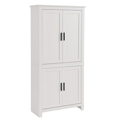 64 Kitchen Pantry Cabinets, White Kitchen Pantry Storage Cabinet with  Adjustable Shelves & Doors, Buffet Cupboards Sideboard Storage Cabinet  Office Use 