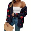 Women's Plus Size Cardigan Soft Print Long Sleeve Open Front Knit Sweaters - 2 of 4