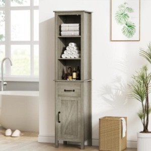 Rustic Gray Bathroom Narrow Cabinet Single-door, single-drawer compartmentalized storage Suitable for bathrooms and washrooms - 1 of 1