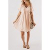Amaryllis Women's Boho Babydoll Dress Short Sleeve V-Neck Embroidered Trim Flowy A-Line Mini Dress Casual Style - 2 of 4