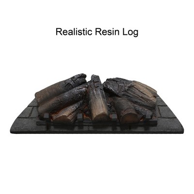 26-Inch Black Wood Electric Fireplace with Tempered Glass