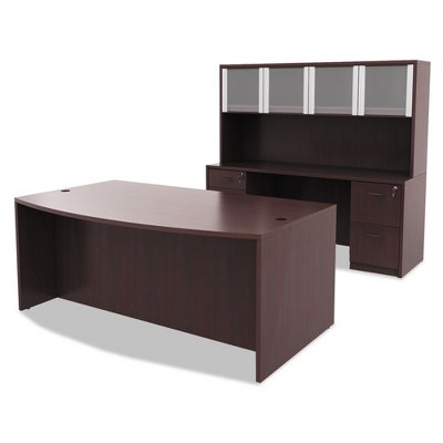 Mahogany Bow Front Desk Shell with Full-Length Modesty Panel