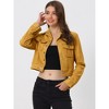 INSPIRE CHIC Women's Casual Faux Suede Notched Collar Button Up Cropped Jacket with Pockets - 2 of 4
