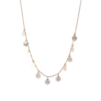 Slickblue 17" Gold Chain Necklace, Laser Cut Daisy Charms, Adjustable Lobster Claw Closure, Nature-Inspired Jewelry