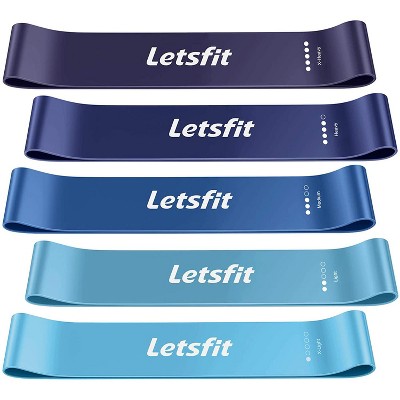 Letsfit Set Of 5, Resistance Loop Exercise Bands With Bonus Carry Bag -  Jsd02-5p - Blue : Target