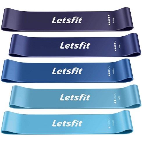 Stretching Home Fitness Skin-Friendly Resistance Fitness Exercise Loop Bands with 5 Different Resistance Levels and Carrying Case Ideal for Yoga HusDow 5 Pack Resistance Bands Exercise Loops