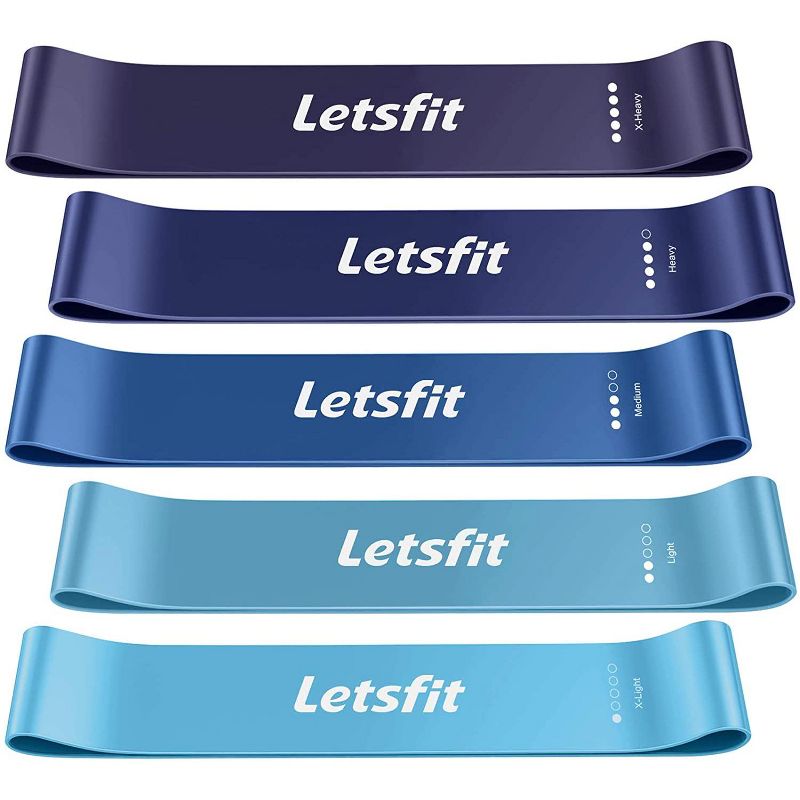 Letsfit Set of 5, Resistance Loop Exercise Bands With BONUS Carry Bag - JSD02-5P, 1 of 7