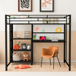 Full Size Loft Bed: Desk, Whiteboard, Storage, Metal Construction - 1 of 4
