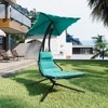 Chaise Lounger Swing Chair with Umbrella Canopy, Patio Hanging Chaise Lounger Chair with Stand, Curved Steel Outdoor Lounge Chairs for Indoor, Outdoor - 2 of 4
