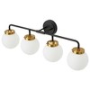 POWLIG 30.71-in 4-Light Black&Gold Bathroom Light Fixtures Over Mirror Vanity Lighting with Milk White Glass Globe Shades - 2 of 4