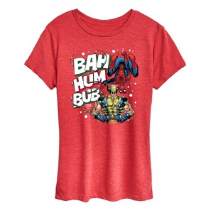 Women's - Marvel - Bah Hum Bub Wolverine And Deadpool Short Sleeve Graphic T-Shirt - 1 of 4
