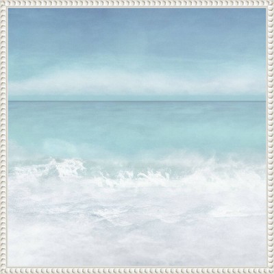 Tranquil Ocean Waves Coastal Canvas Art with White Frame