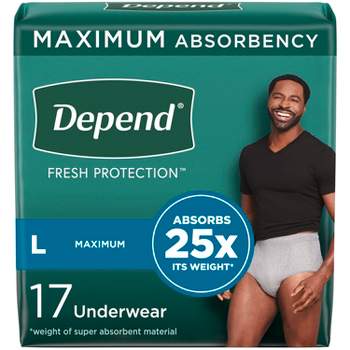 Depend Fresh Protection Adult Incontinence Disposable Underwear For Men -  Maximum Absorbency - L - Gray - 28ct : Target