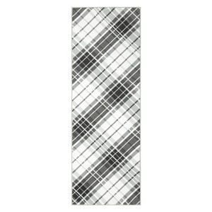 Washable Modern Plaid Living Room Rugs, Geometric Checkered Soft Bedroom Carpet, Non Slip Large Dining Room Rugs - 1 of 4