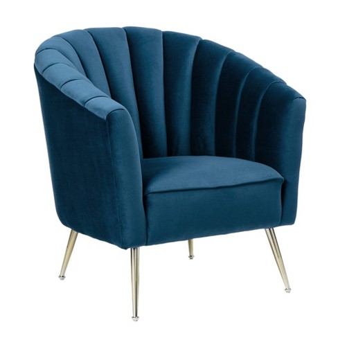 Rosemont Velvet Accent Chair Blue Manhattan Comfort