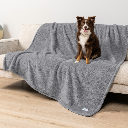 PetAmi Fluffy Waterproof Cat Dog Blanket Light Grey X Large