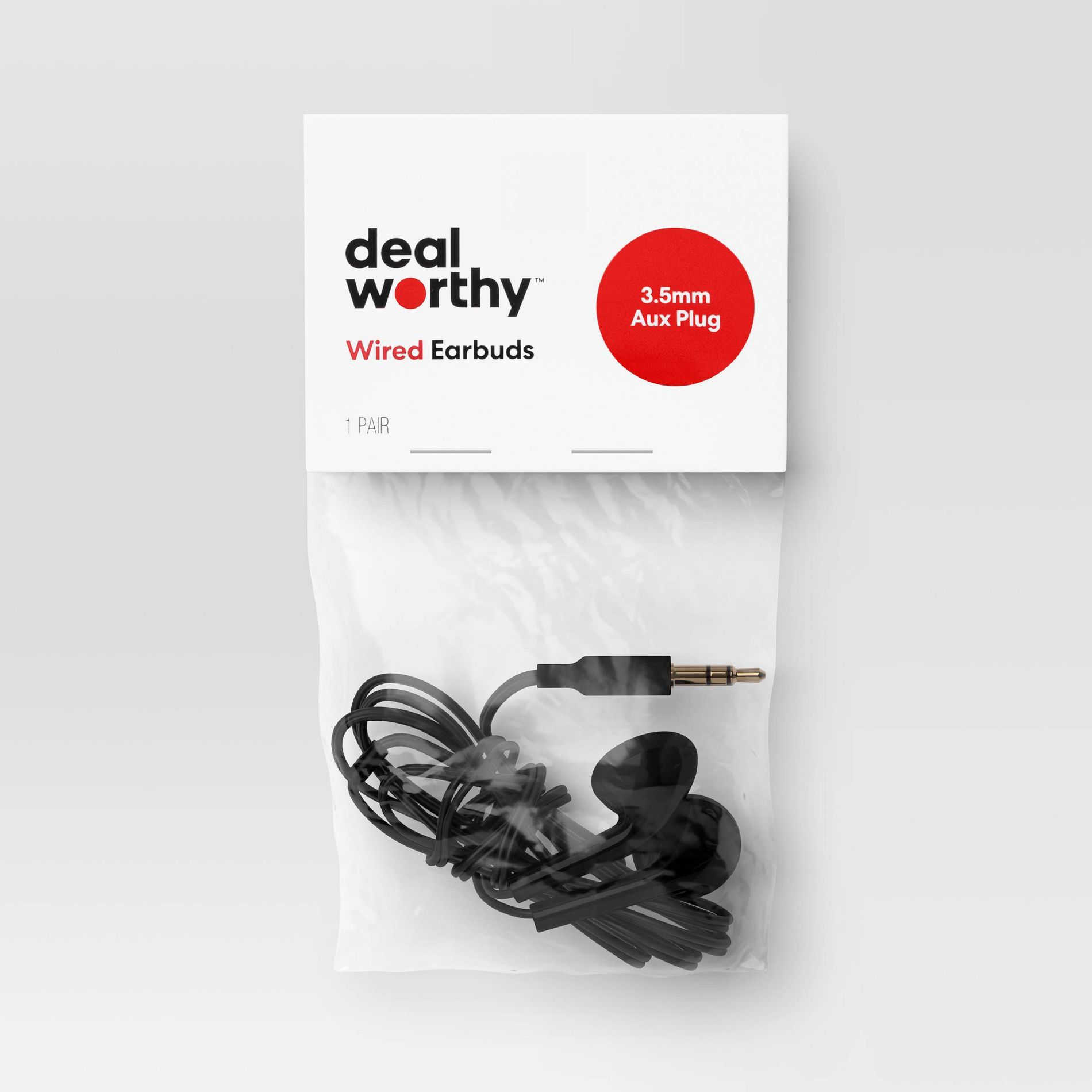 Wired Earbuds - Dealworthy™ Black: 3.5mm Jack In-Ear Headphones, ABS Cushion