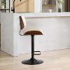 Modern Swivel Bar Stool with Adjustable Height, Walnut Bentwood & Faux Leather, 360° Rotation, Ergonomic Backrest, Stable Base for Kitchen & Home Bar - 4 of 4