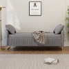 Velvet Upholstered Storage Ottoman, Storage Bench with 2 Pillows, Ruched and Button Tufted Design - ModernLuxe - 2 of 4